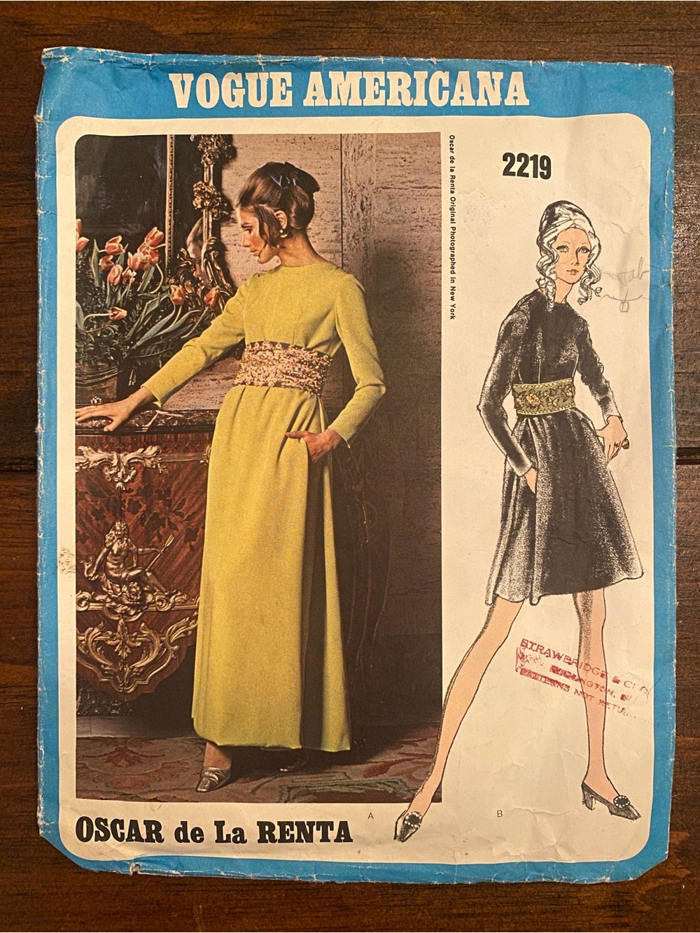 RARE Vintage Vogue Americana 2219 Oscar de la Renta Dress Pattern Sz 12 Complete